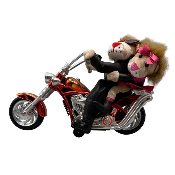 Chopper Style Plush Toy Motorcycle, Biker Couple lions humorous Figurine READ - Picture 1 of 5